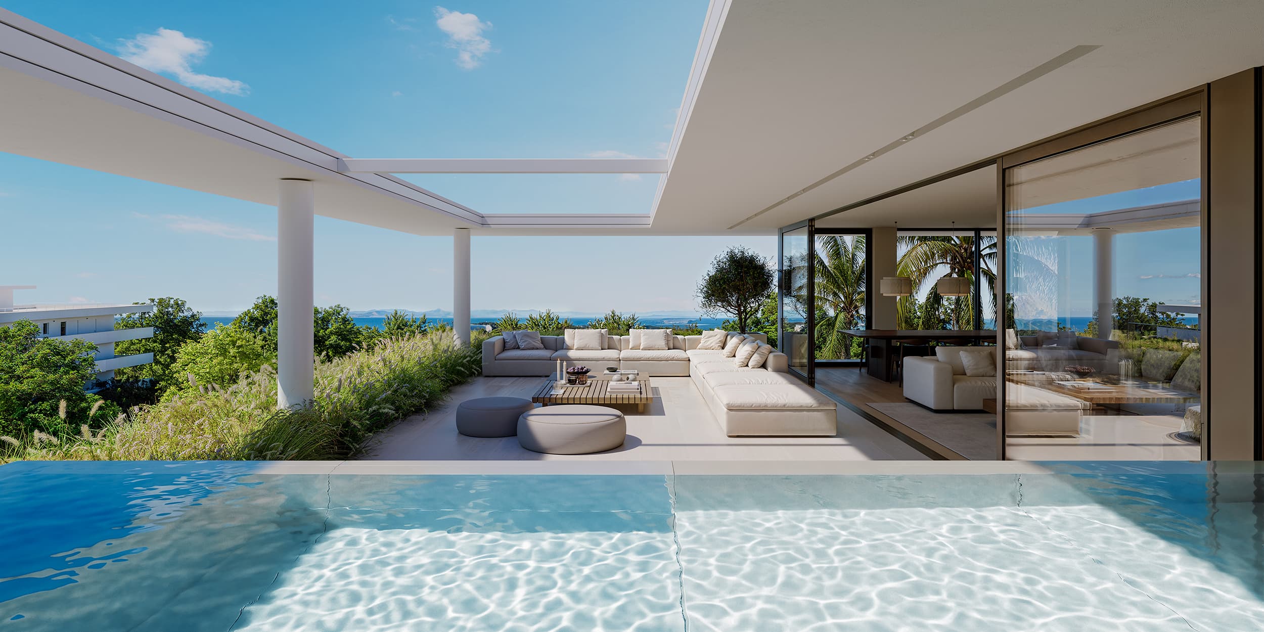 Faidras Residences — Private Pool Terrace with Sea View
